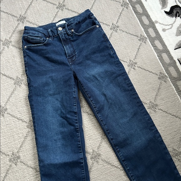 Good American Denim - Good American Dark Blue Ankle Slim Jeans Raw Hem
